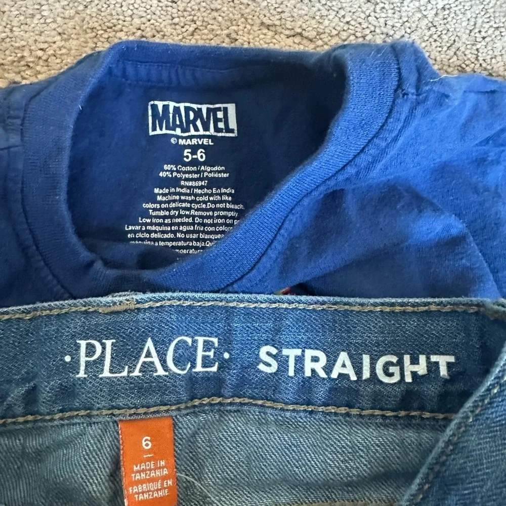 Boys Marvel Blue Graphic Tee and Denim Set 5/6
